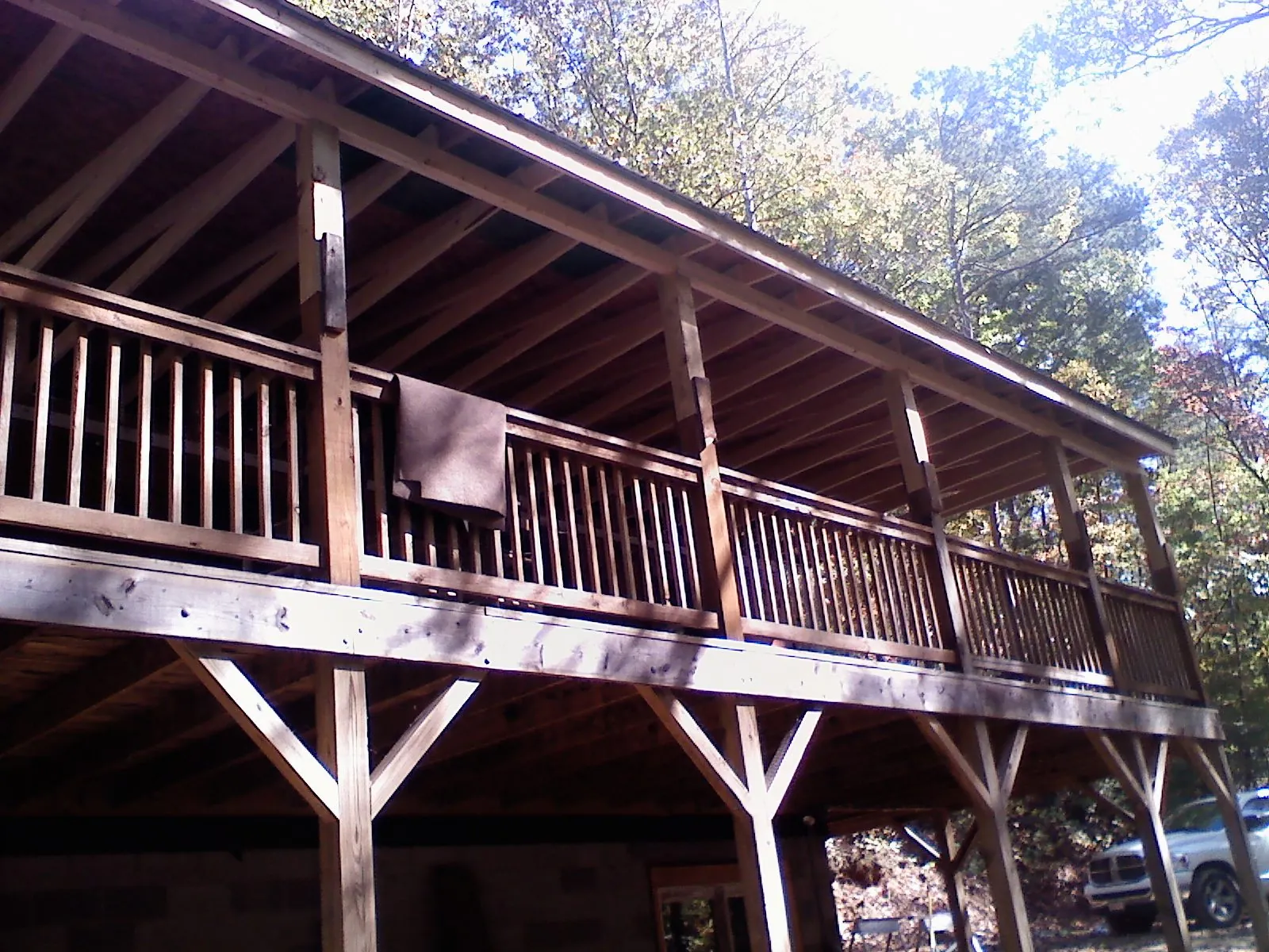 Timber framing under a new elevated porch and deck — Roof Leak Repair in Roseland by Roofing Brothers